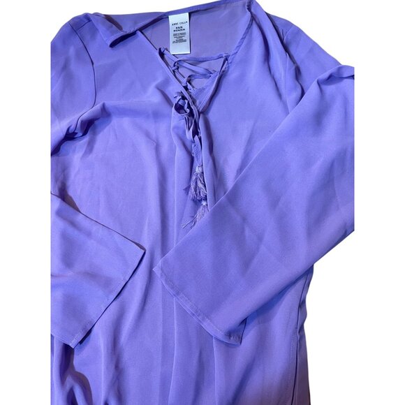 Lavender Long-Sleeve Lace-Up Blouse By Anne Cole Size XS - Picture 1 of 1